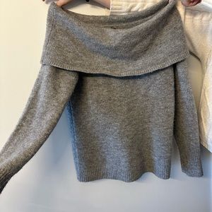 Theory Grey Sweater off the shoulder